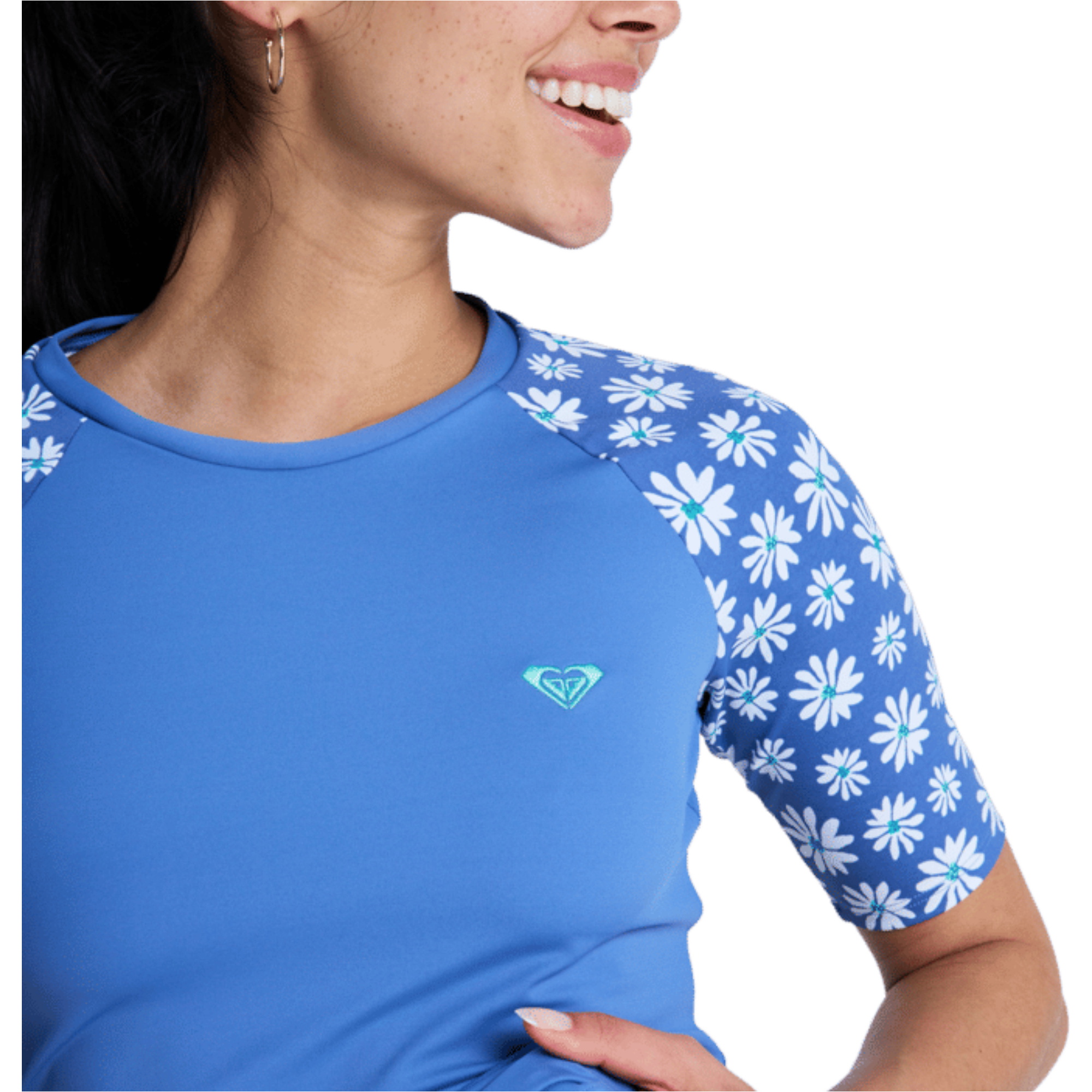 2026 Roxy Feminino O Clássico Colete De Manga Curta Em Lycra ERJWR03899 - Dutch Blue Flower Soul Small
